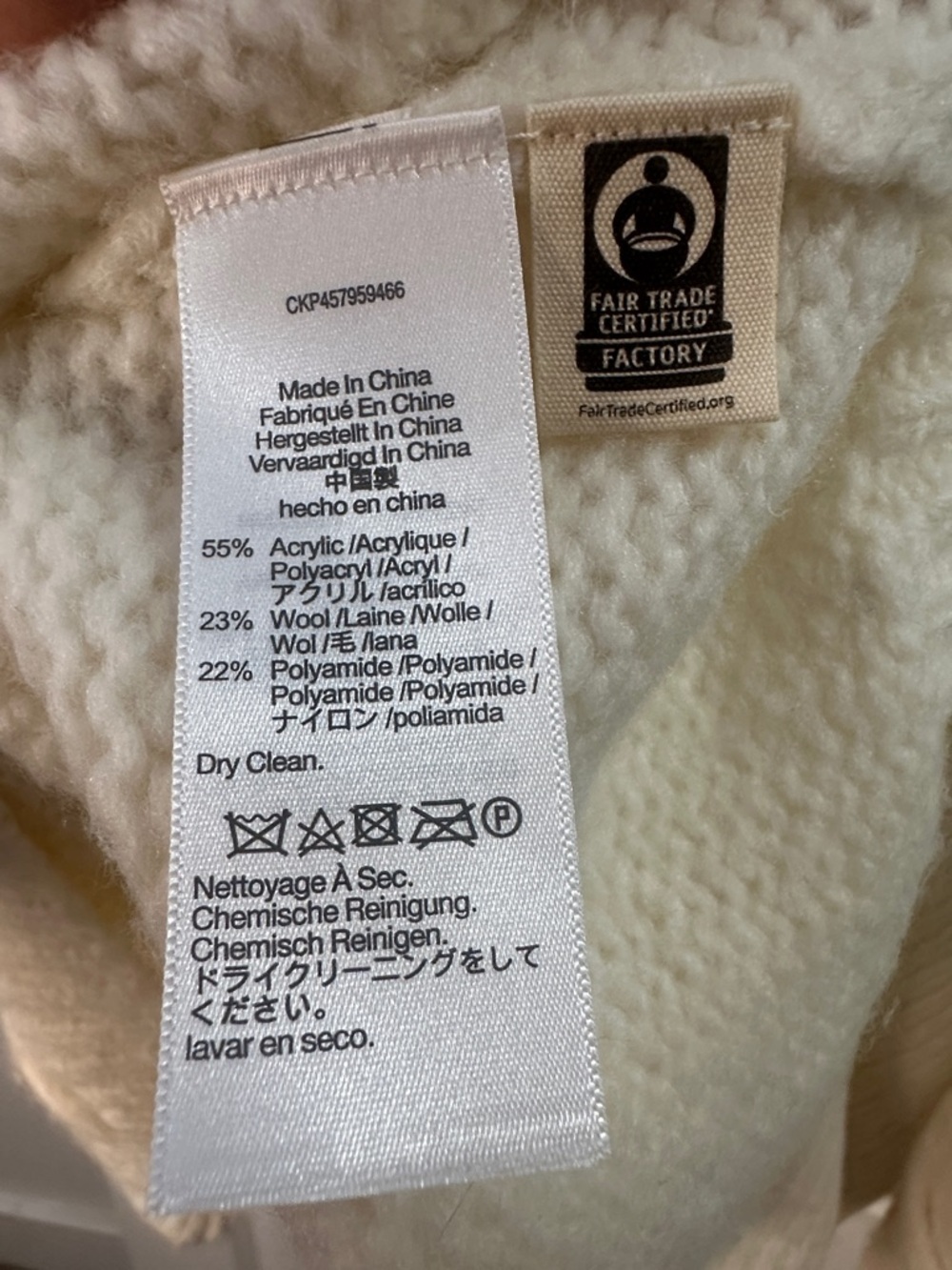 Madewell Chunky Cream Cable-Knit Wool Blend Oversized Sweater Size XXL EUC - Picture 5 of 5